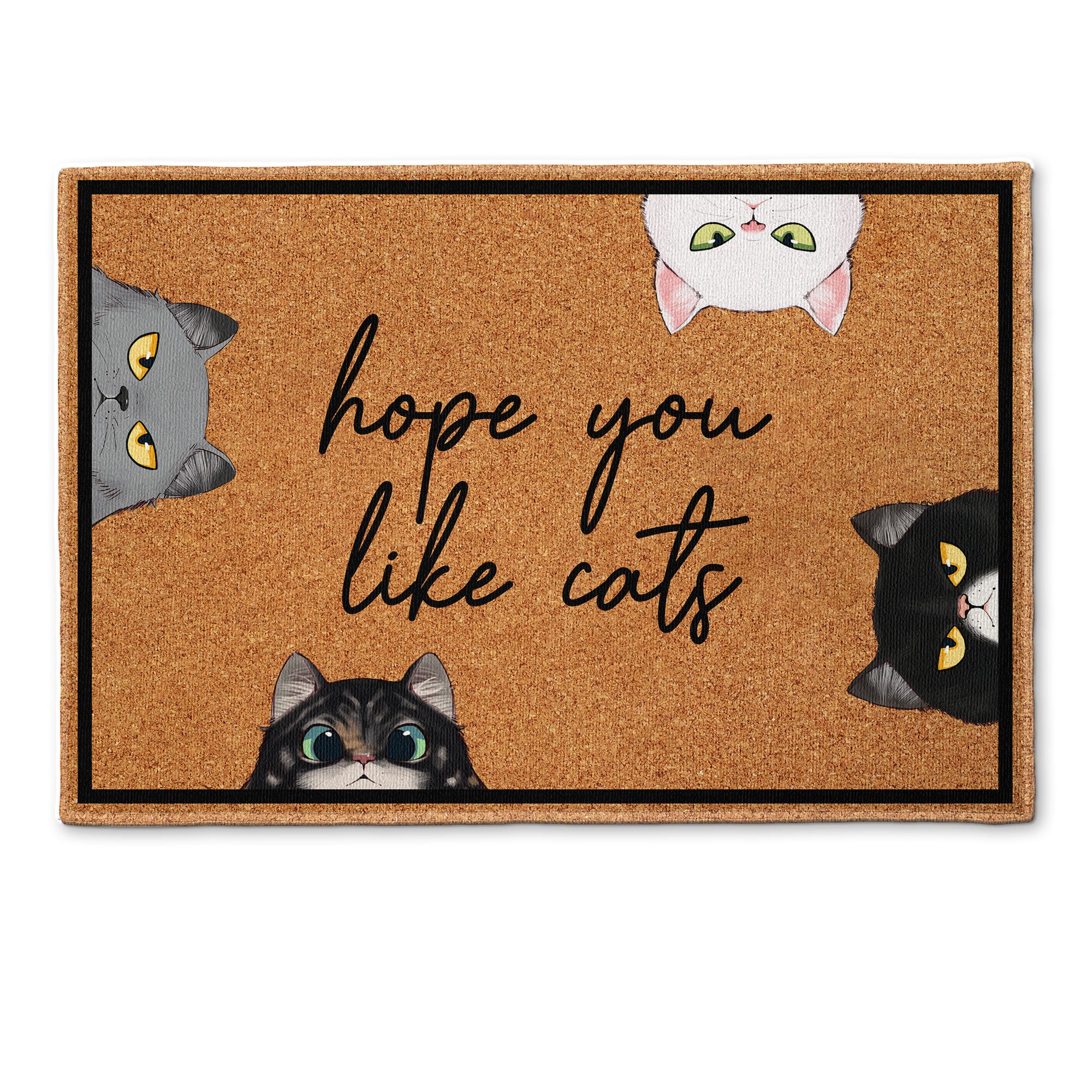 Image of Hope You Like Cats - Funny Version - Personalized Doormat - Birthday, Loving, Funny, Home Decor Gift For Cat Mom, Cat Dad, Dog Mom, Dog Dad, Pet Lover