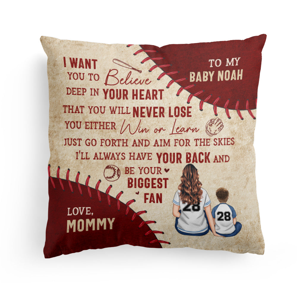 I'll Always Be Your Biggest Fan - Personalized Pillow - Birthday, Loving Gift For Baseball Players, Son And Daughter, Grandkids
