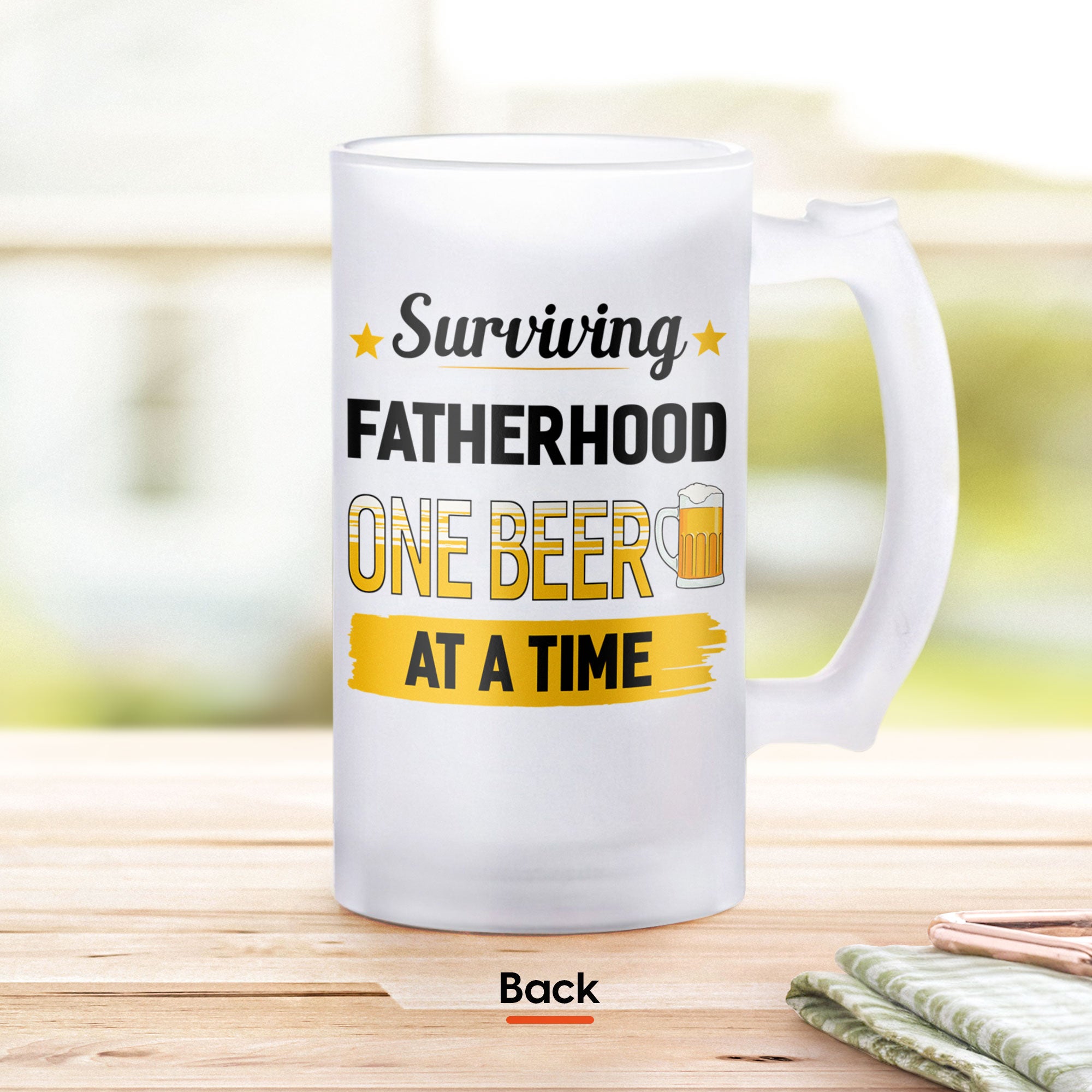Download Surviving Fatherhood One Beer At A Time Frosted Beer Stein Macorner