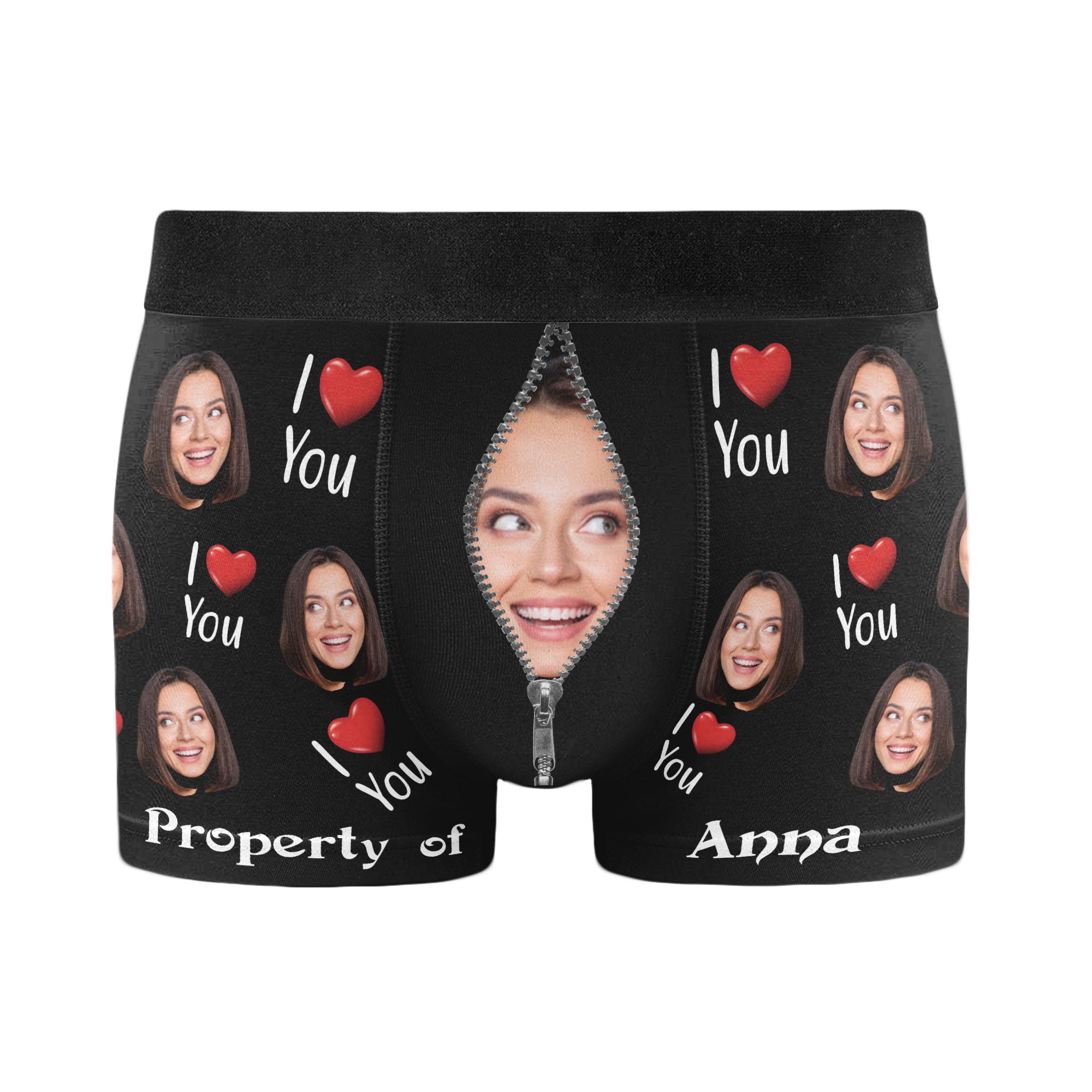 Image of (Photo Inserted) Property Of Girlfriends - Personalized Men's Boxer Briefs - Valentine's Day, Loving, Birthday Gift For Boyfriend, Husband, Life Partners 4 o a 4 Pr Qperty of 