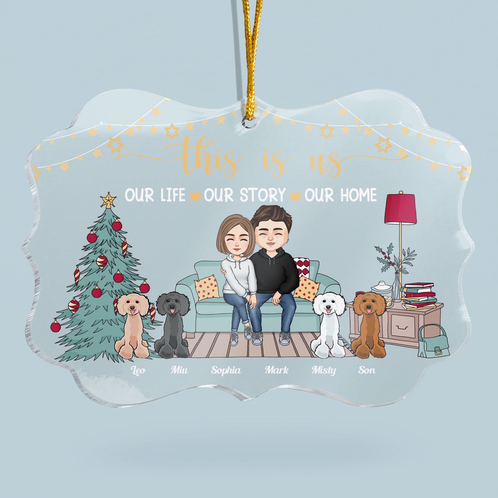 This Is Our Home - Personalized Acrylic Ornament - Christmas Gift For Couple, Husband, Wife, Spouse, Pet Lover, Dog Parents, Cat Owners g 