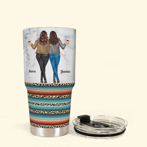 besties tumbler, best bitches tumbler, bonding over alcohol tumbler, best  friend coffee cup, best friend gift, best friends leopard tumbler