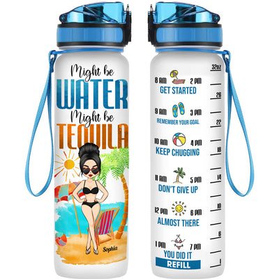 Might Be Water - Personalized Water Tracker Bottle - Bikini Girl