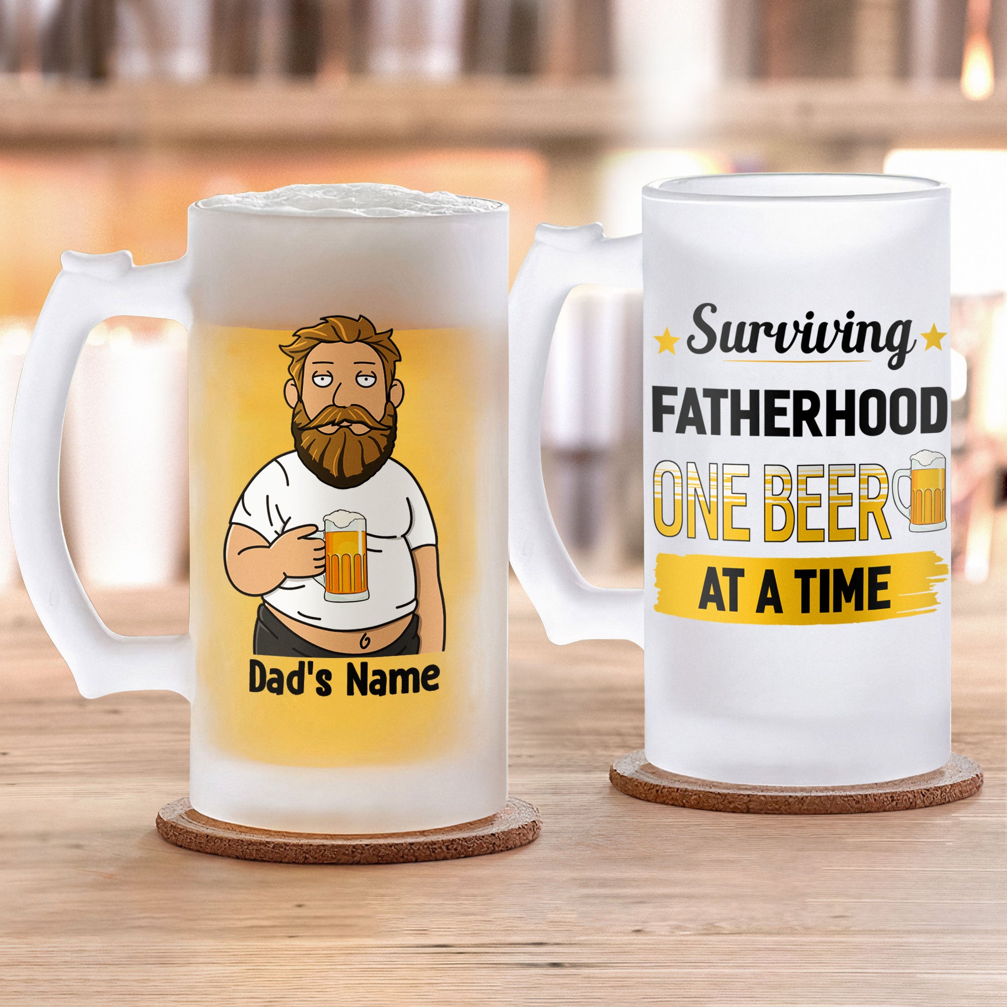Download Surviving Fatherhood One Beer At A Time Frosted Beer Stein Macorner