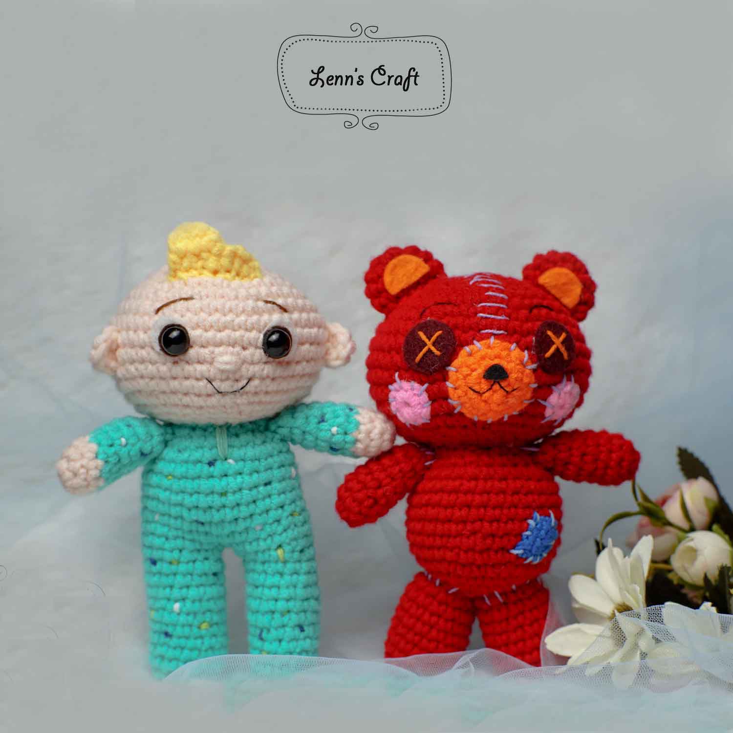 Couple Stitch and Angel amigurumi crochet plushies