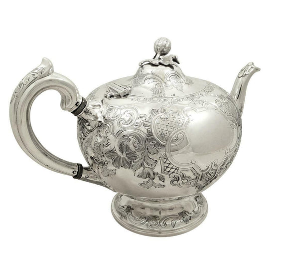 Antique Victorian Scottish Sterling Silver Teapot - Edinburgh 1862