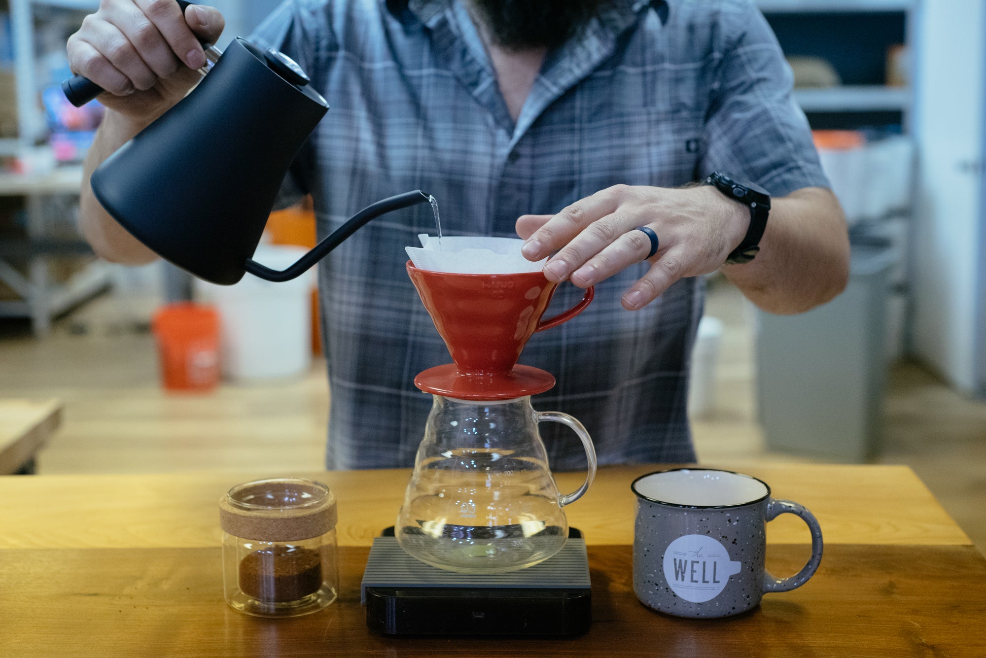 Pouring Coffee onto V60