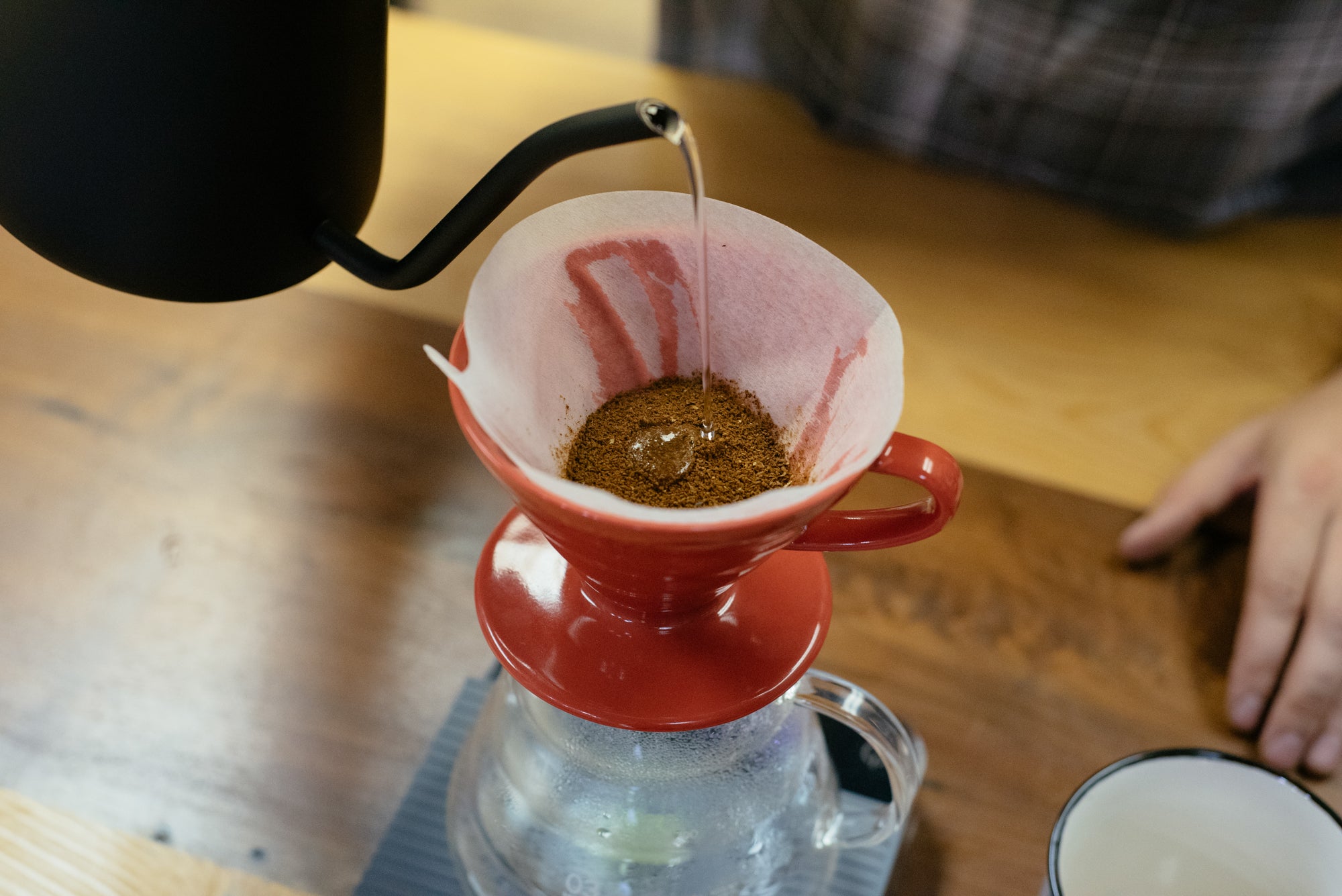 Starting Pour onto Coffee