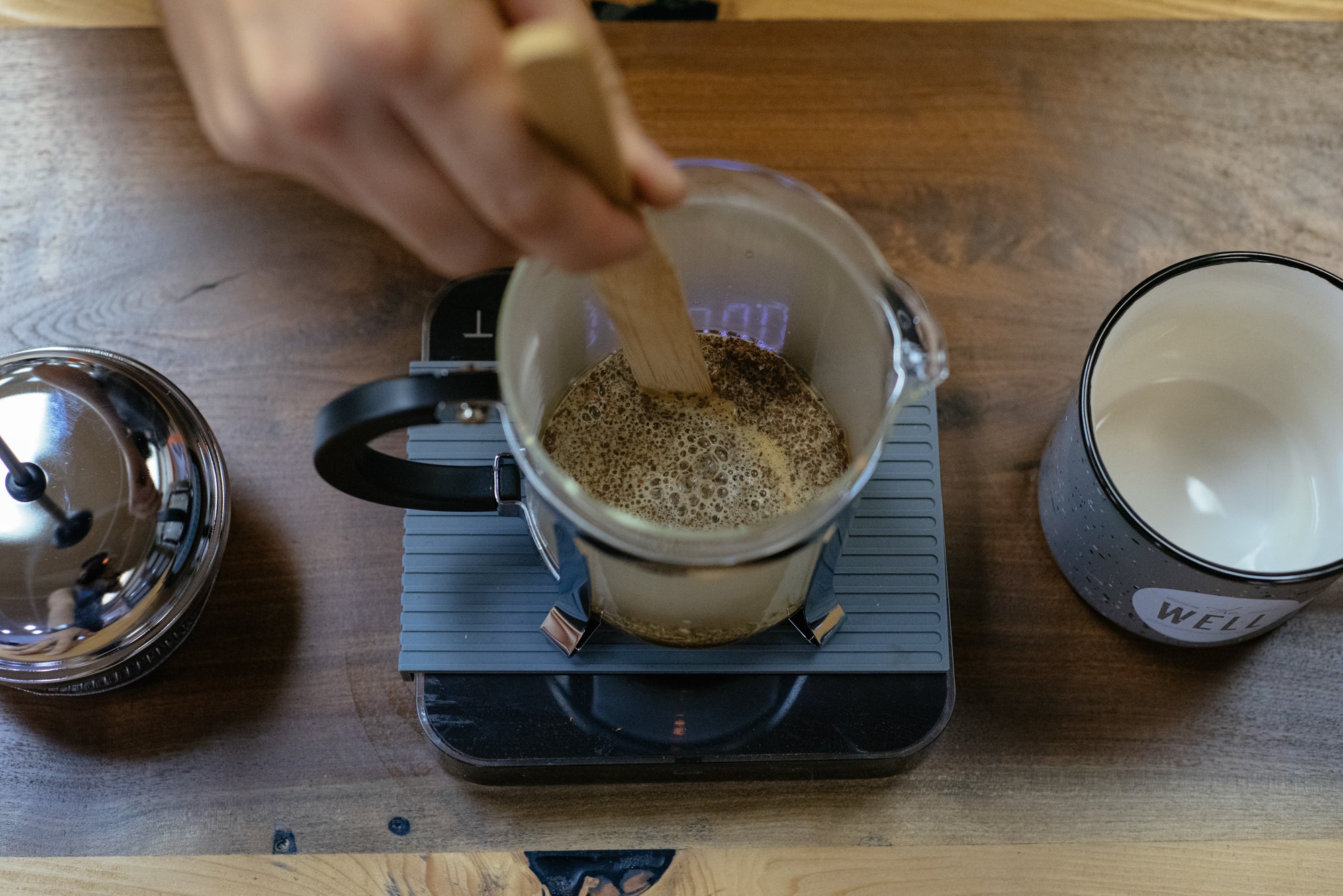 Stirring the Coffee Slurry