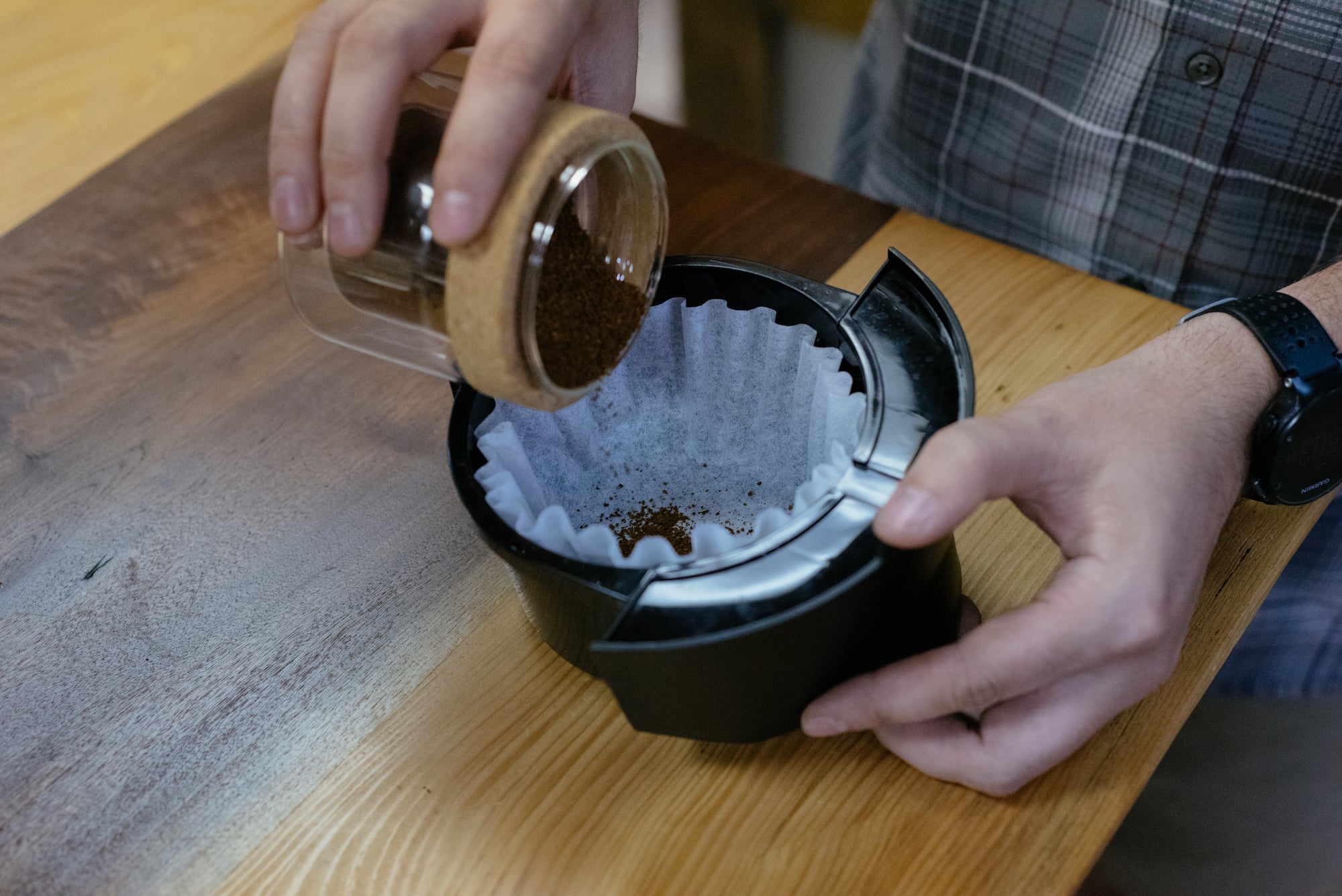 Adding Coffee into Paper Filter Basket