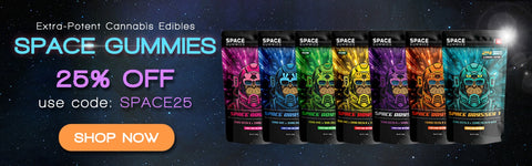 space gummies come in 7 different varieties and you can receive 25% off by using code space25