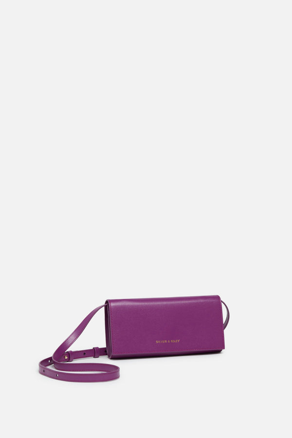 Convertible Executive Leather Bag in Crocodile Print Violet Blue