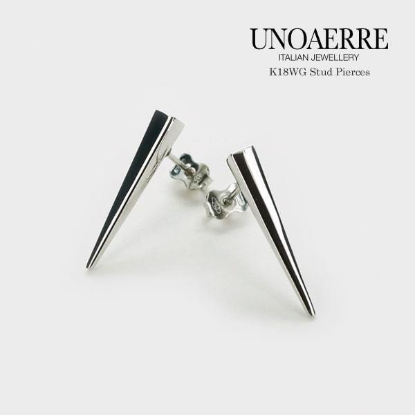 UNOAERRE/ウノアエレ K18 ホワイトゴールド スタッドピアス イタリア製