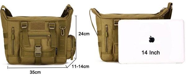 Dimensions du sac besace militaire RUN25