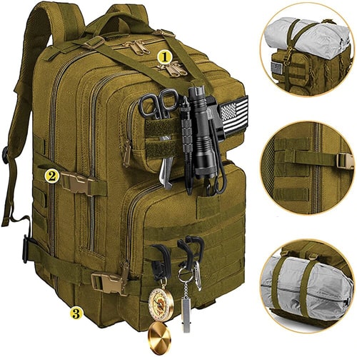détails techniques du sac militaire RIDE70