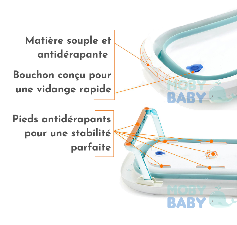 Baignoire pliante bébé évolutive - SINBIDE® - avec Thermomètre et