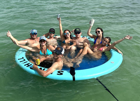 Group of people at Florida sandbar on a Sunchill water hammock