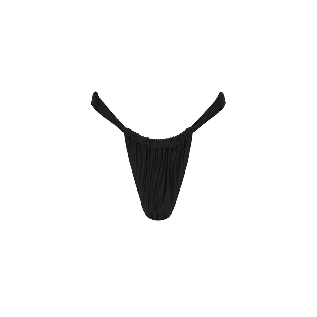 Moonlight Black - Ruched Thong Bikini Bottom