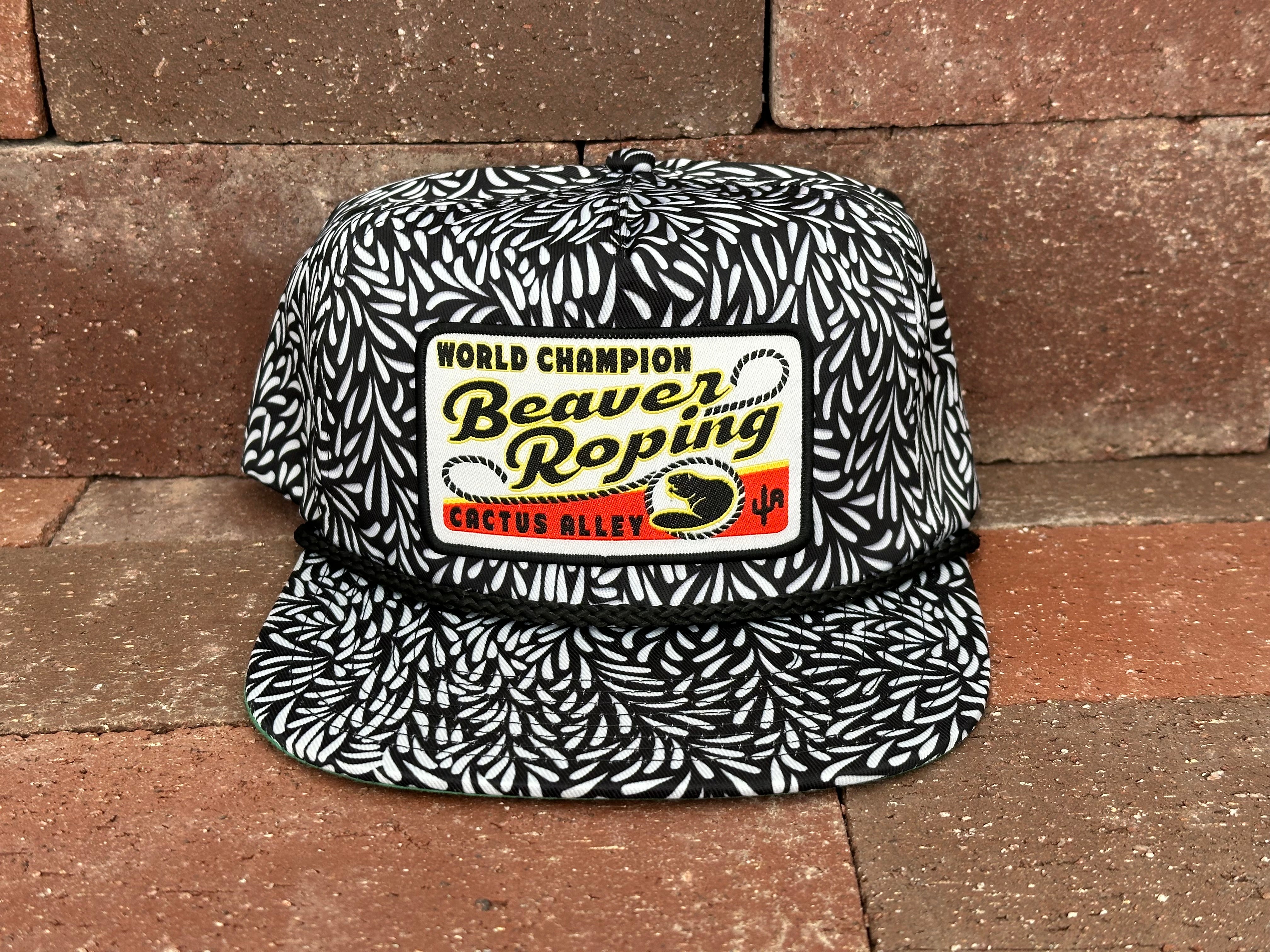 "Beaver Roping"- CA Black/White Leaf, Snapback Cap