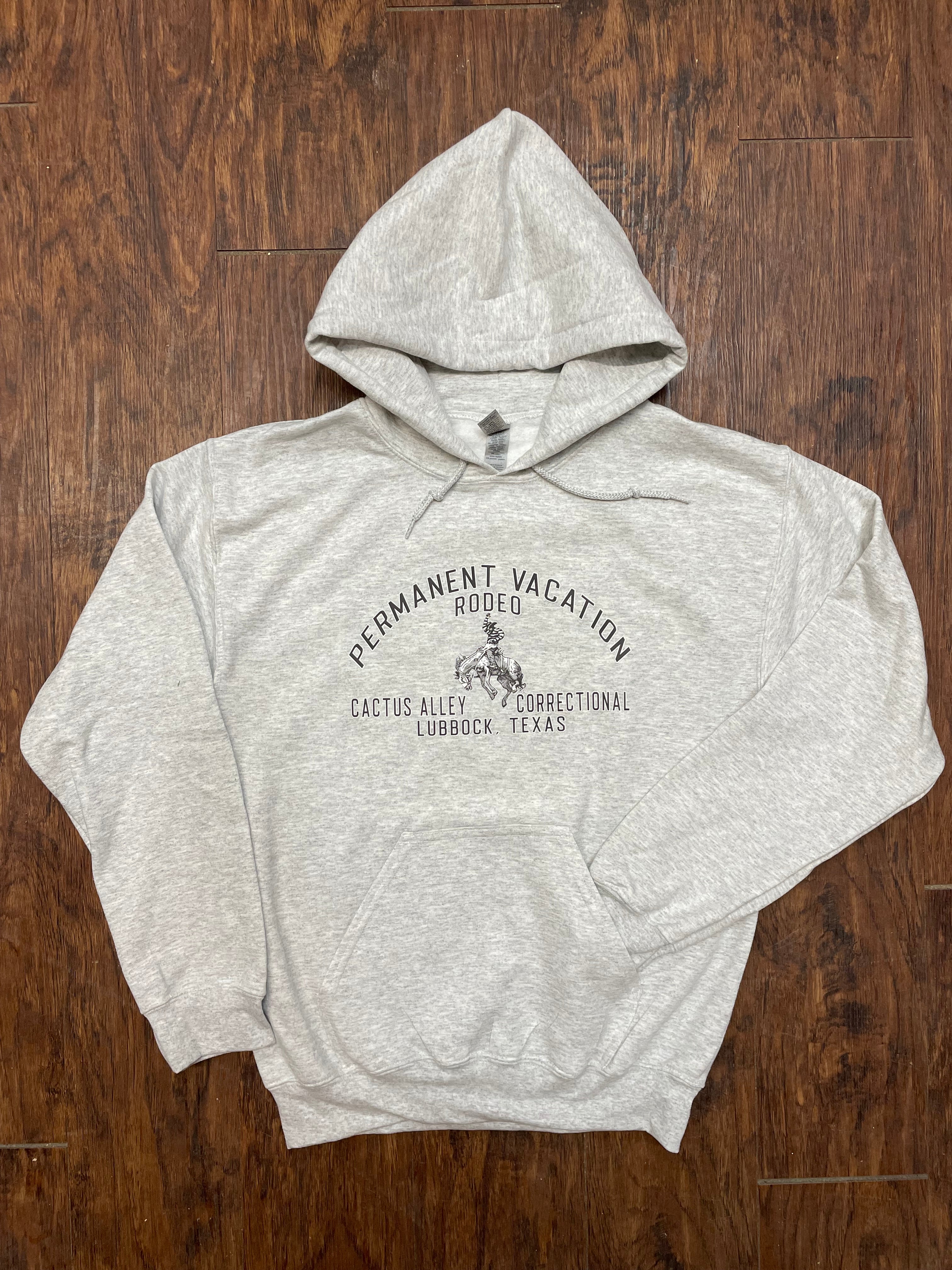 "Permanent Vacation" - Ash Grey Adult Hoodie