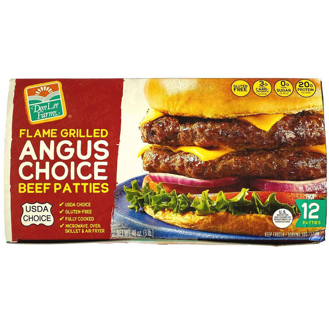 Don Lee Farms Flame Grilled Angus Burgers (48 oz.) – Openbax