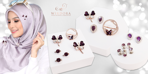 WIrdora February Birthstone Hijab Accessories