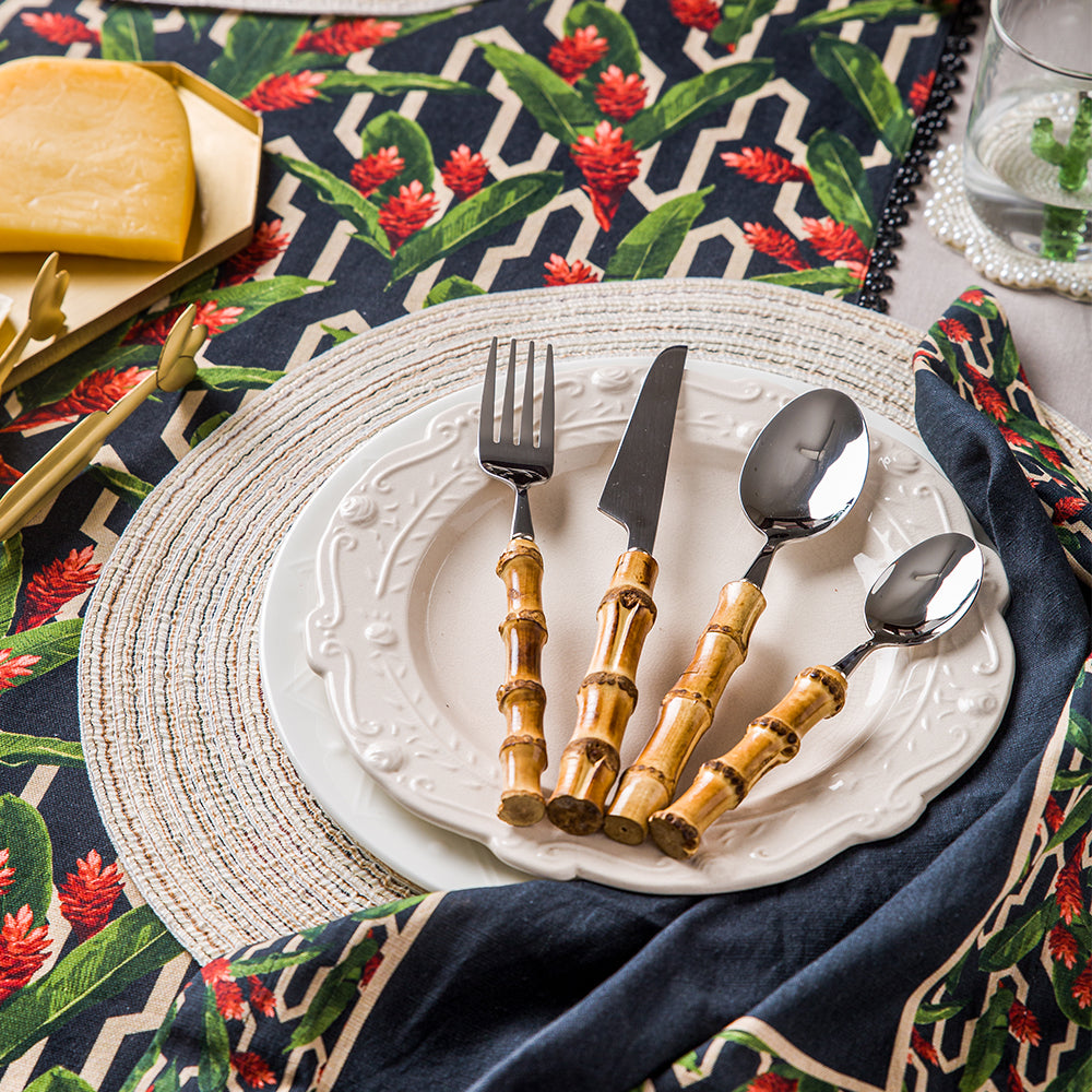 Bamboo Utensils Cutlery Set - 6 Knives, 6 Forks, 6 Spoons