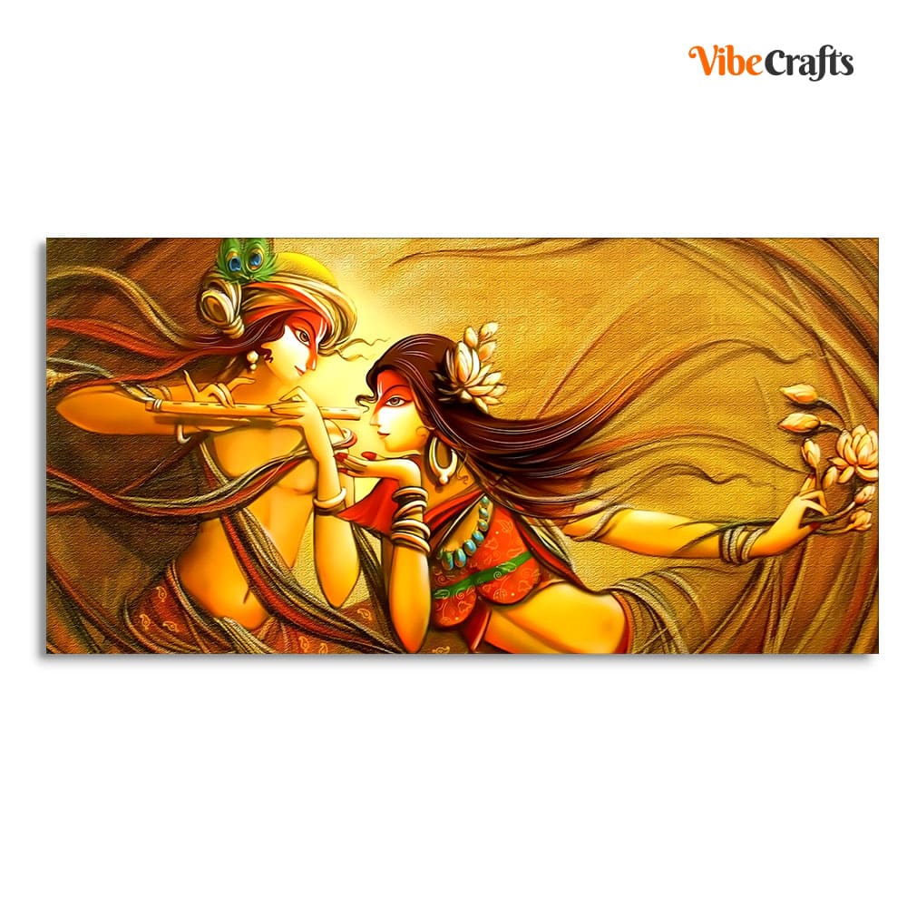 Abstract Art of Lord Radha Krishna Flute Canvas Wall Painting ...