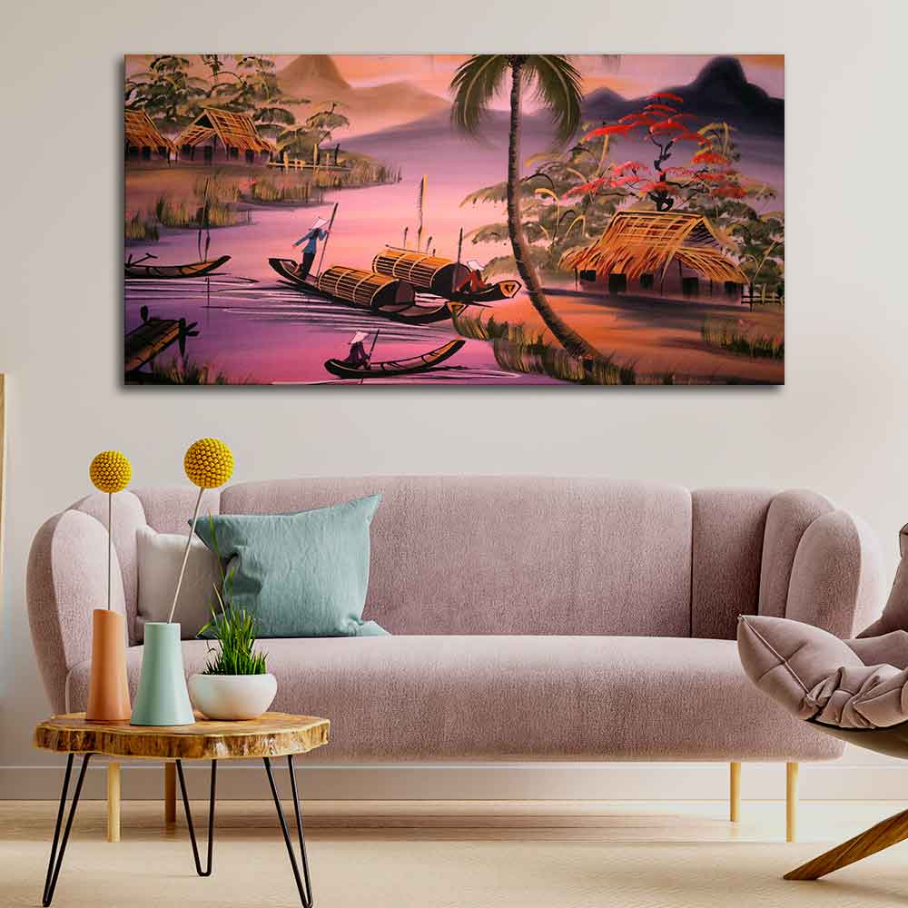 Beautiful Sunset Scenery Canvas Wall Painting - Vibecrafts