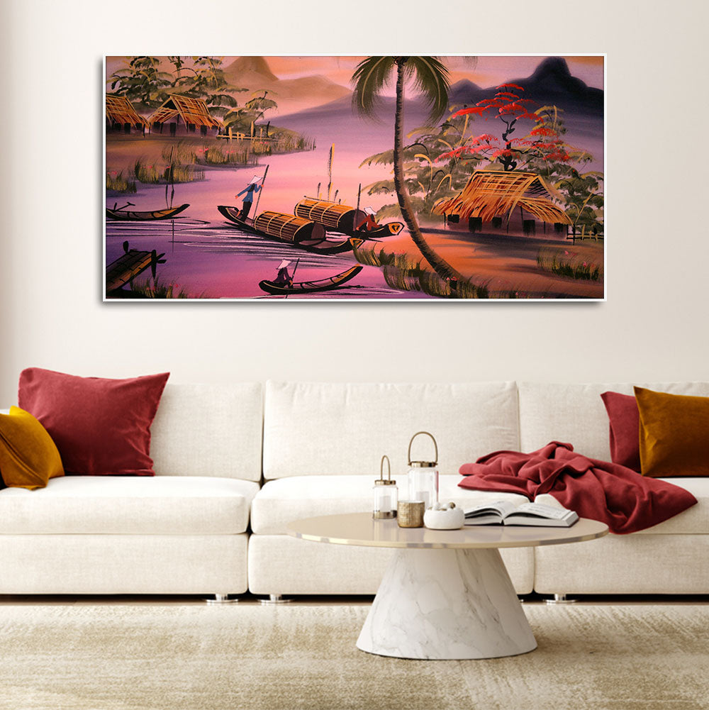 Beautiful Sunset Scenery Canvas Wall Painting - Vibecrafts