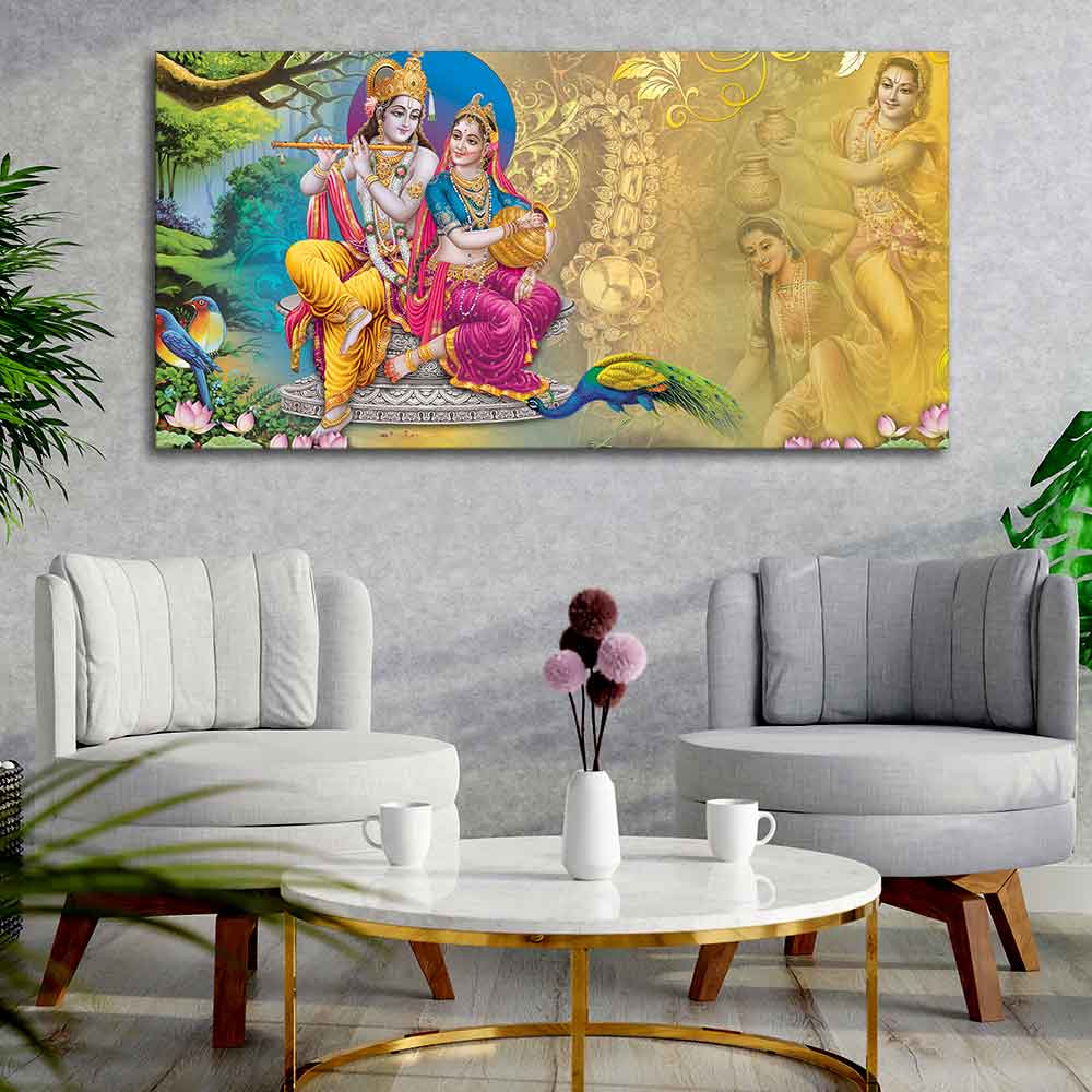 Beautiful Wall Painting of Lord Radha Krishna - Vibecrafts