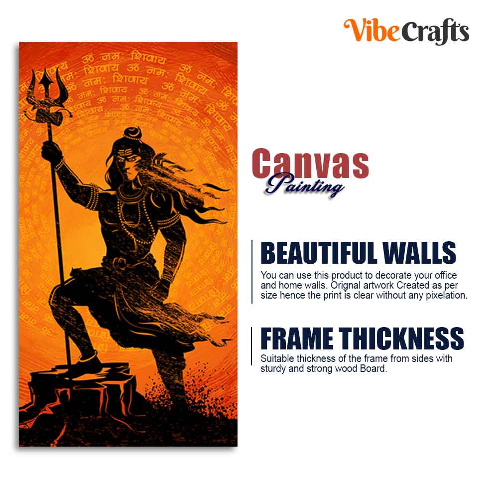 Lord Shiva with Trishul Canvas Wall Painting