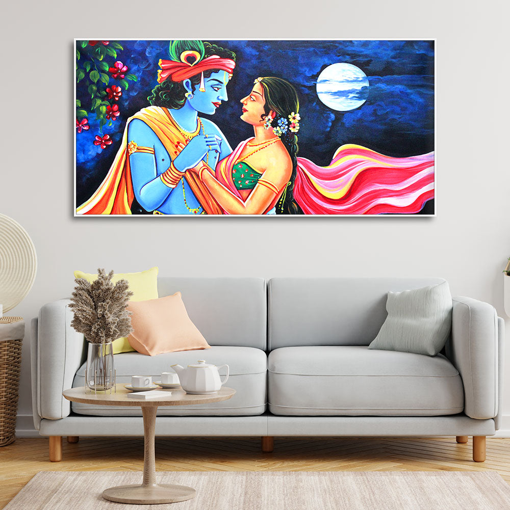 Love of Lord Radha Krishna Canvas Wall Painting - Vibecrafts