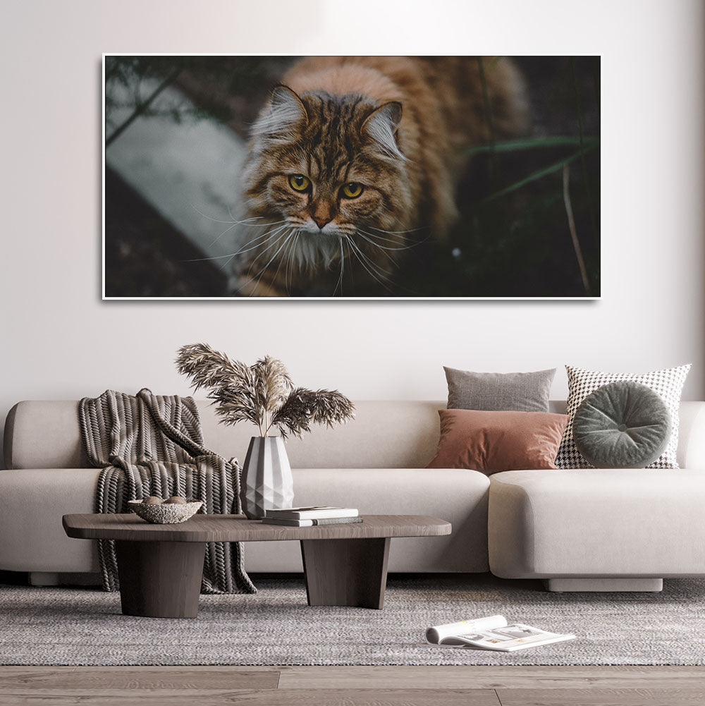 Premium Wall Painting of Cat Walking in Dark Forest