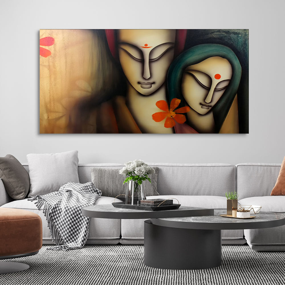 Radhe Krishna Modern Art Premium Canvas Wall Painting – Vibecrafts
