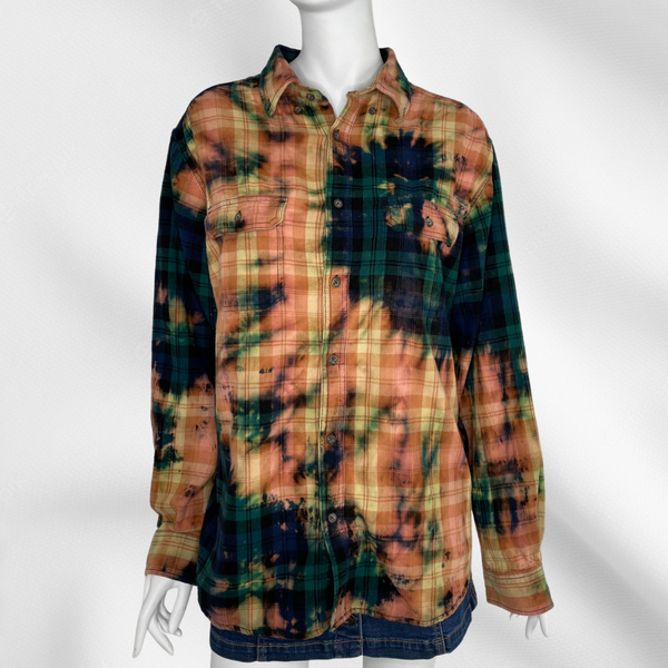 Green and Orange Bleached Flannel