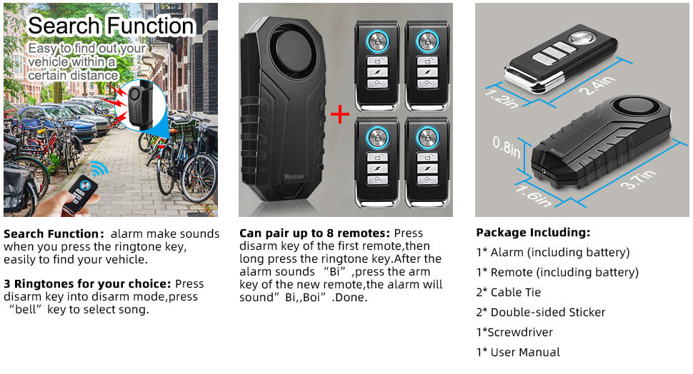 Awapow Anti Theft Bicycle Motion Alarm Outdoor With 113dB