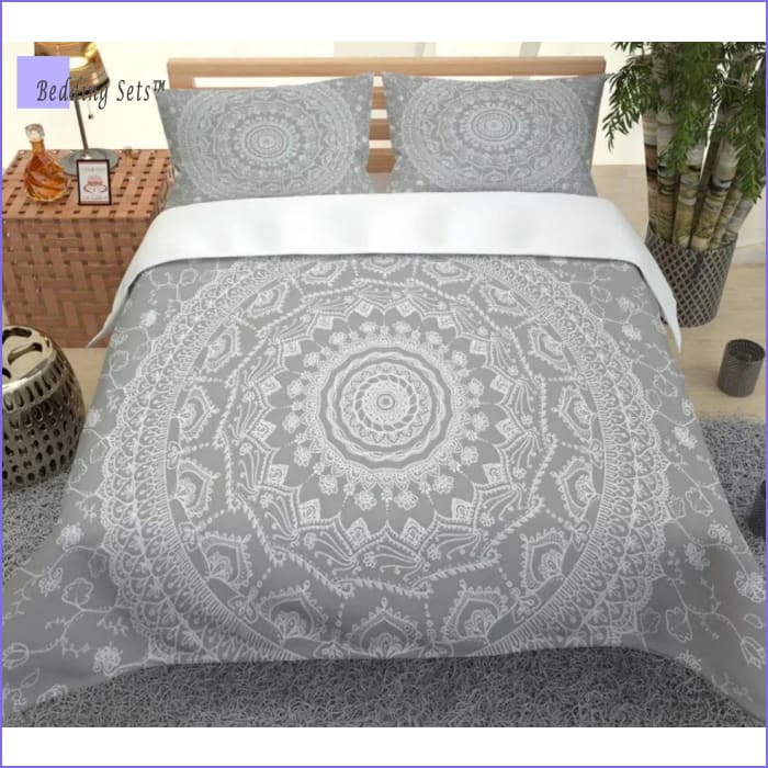 grey mandala duvet cover