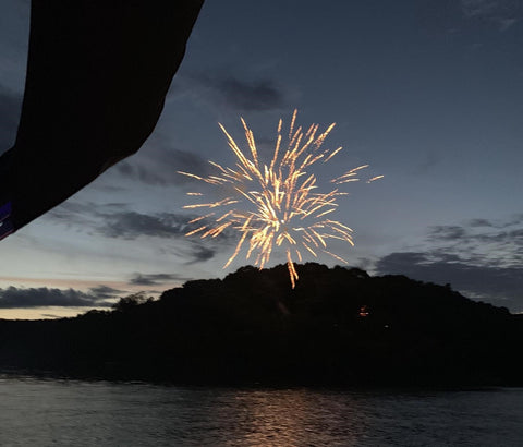 lake fireworks at the cabin with friends