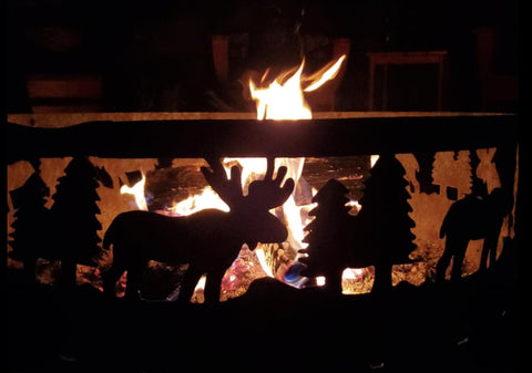 Moose fire pit at the cabin