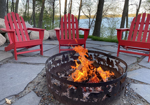 New fire pit at the cabin by the lake