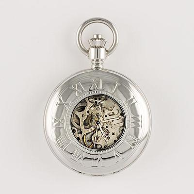 Skeleton Black Dial Mechanical Pocket Watch