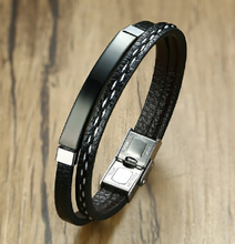 Black multi braided ID bracelet 