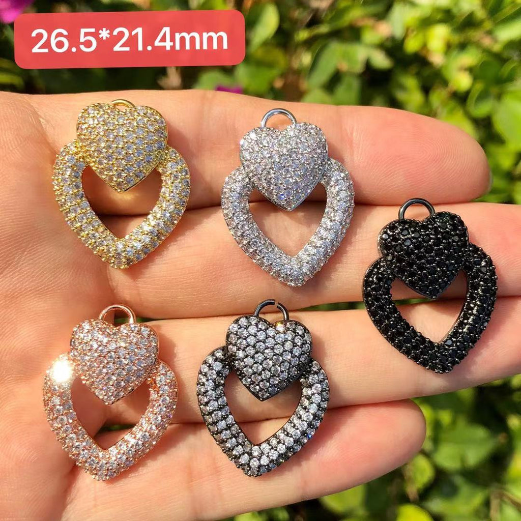 6pcs/lot Gold Silver Plated CZ Paved Heart Square Lightning Clasps for Bracelets & Necklace Making | Charms Beads Beyond Silver / Heart