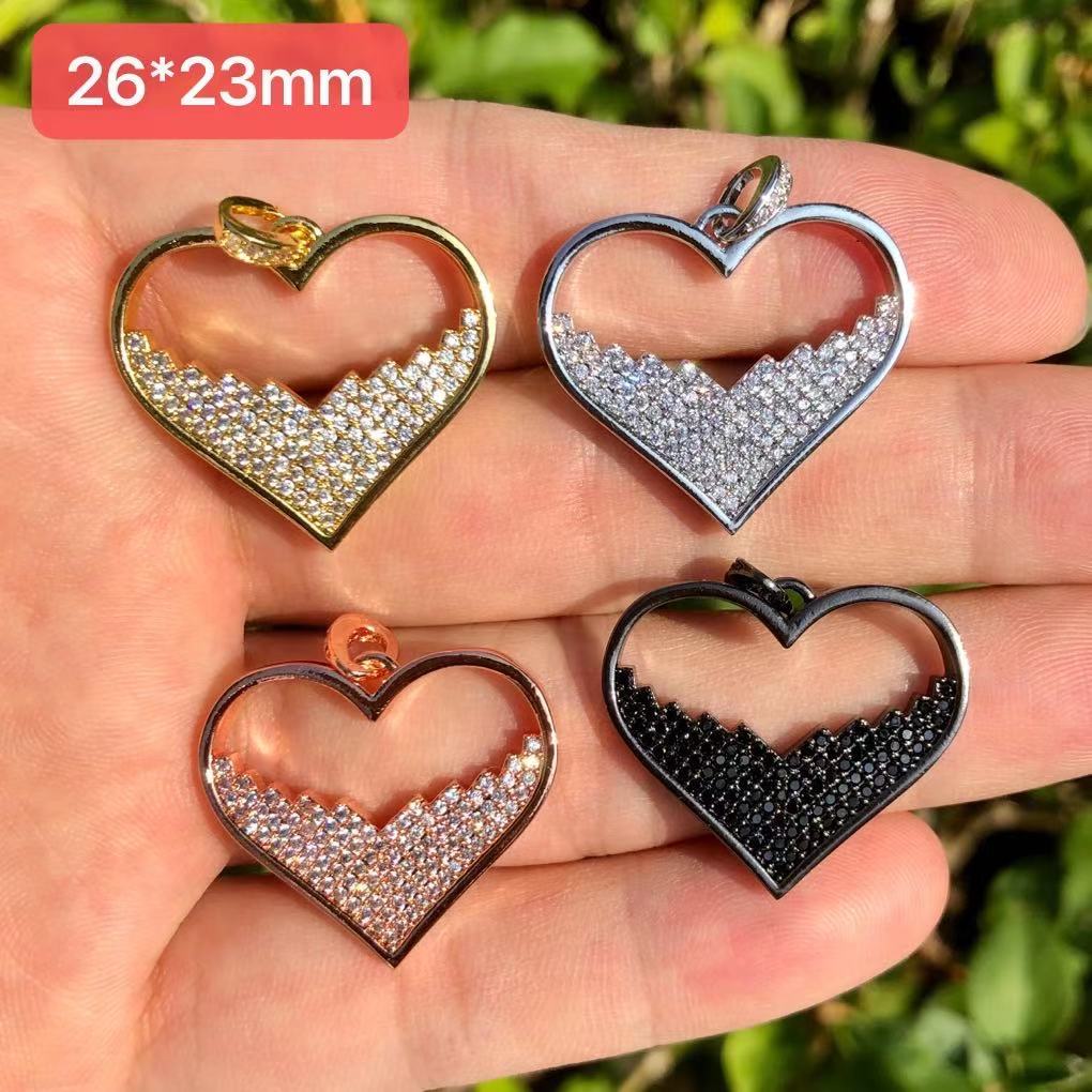 cz pave heart charm, 22.5x22mm, sold per pkg of 10 – Charms Beads