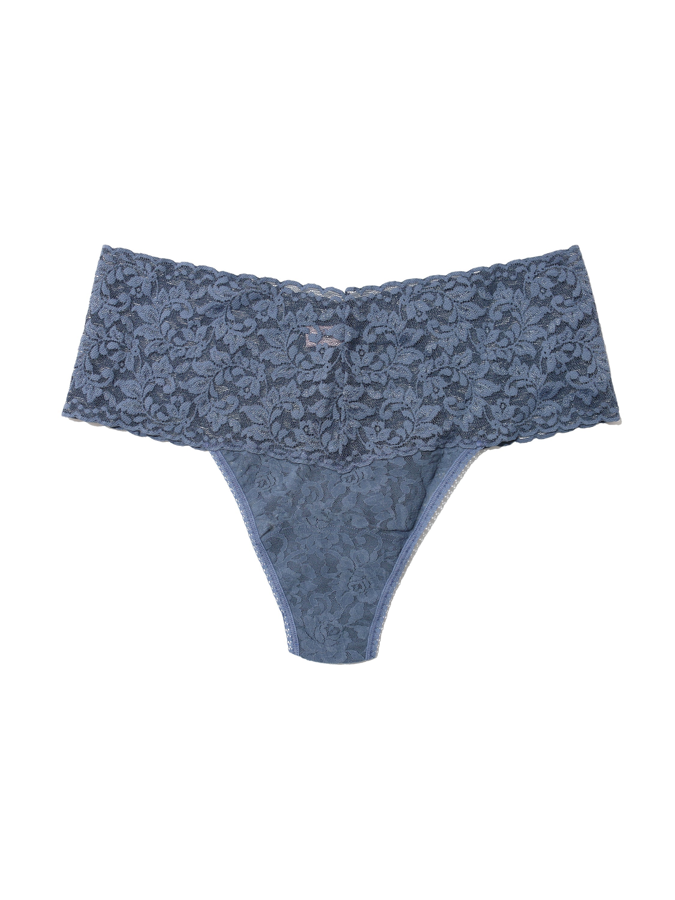 Shop Hanky Panky Plus Size Retro Lace Thong In Blue