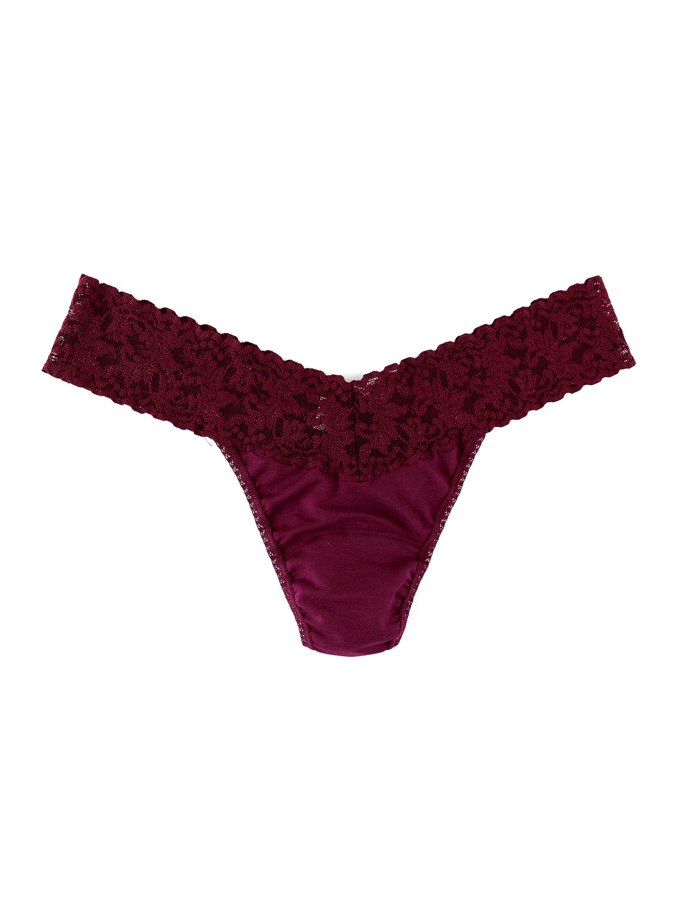 HANKY PANKY SUPIMA® COTTON LOW RISE THONG CABERNET RED