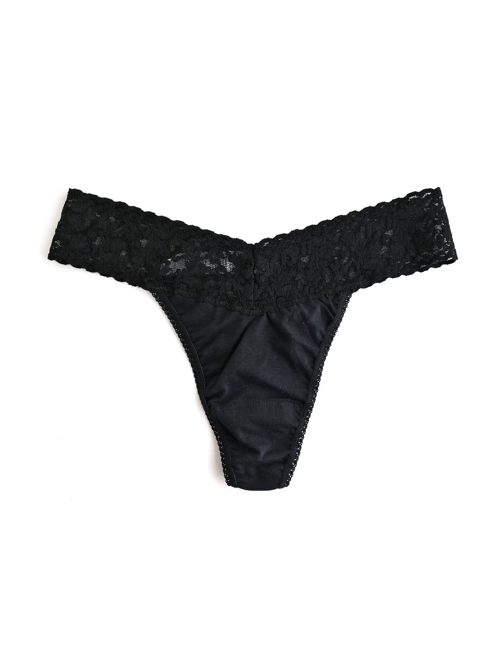 Signature Lace Original Rise Thong Black