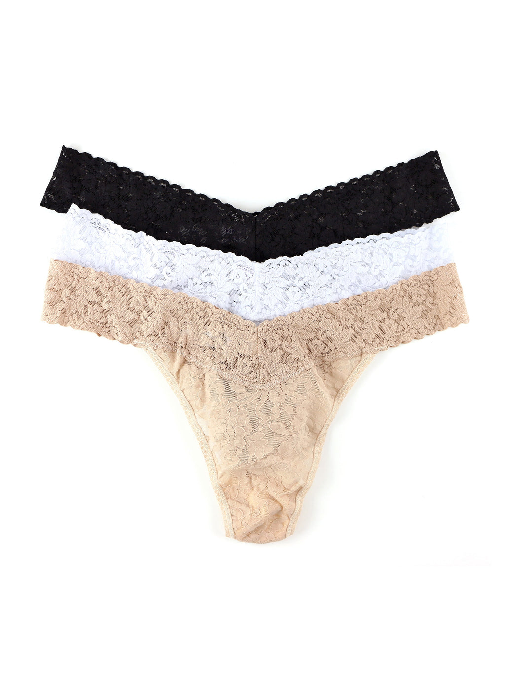 Signature Lace Low Rise Thong Chocolate Noir O/S by Hanky Panky