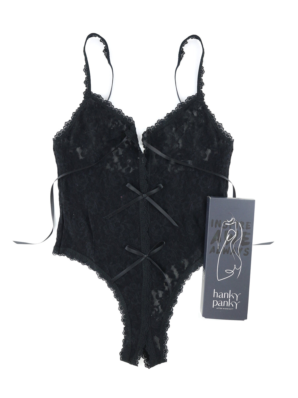 Signature Lace Crotchless Teddy Black